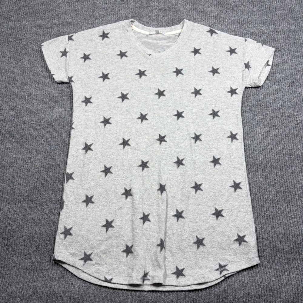 Gaze Shirt Womens L Gray Star Print V-Neck Short Sleeve Tunic Top Size Large